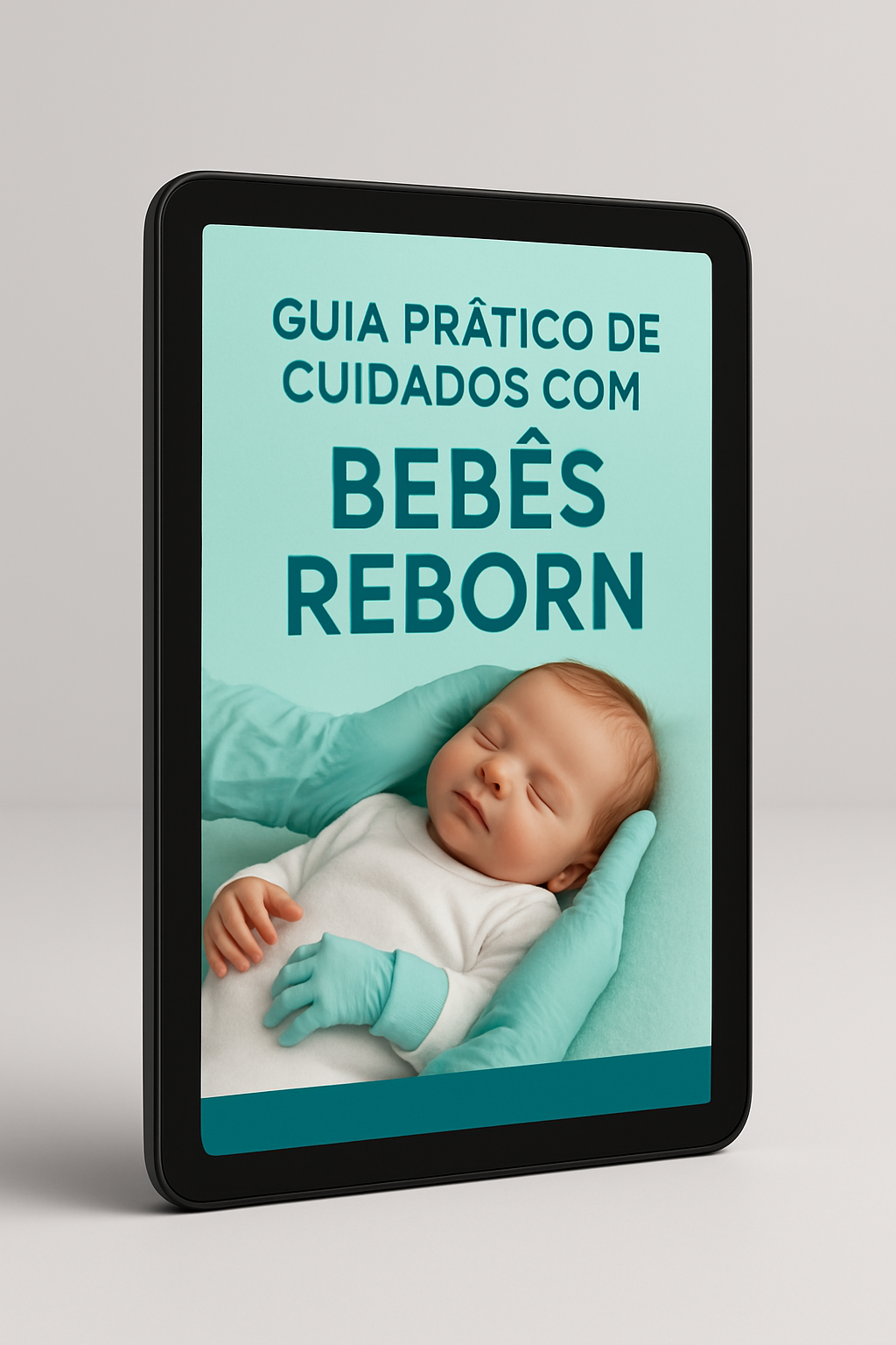 Mockup do ebook Guia Prático de Cuidados com Bebês Reborn
